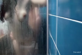 Young man jerking off in the shower.